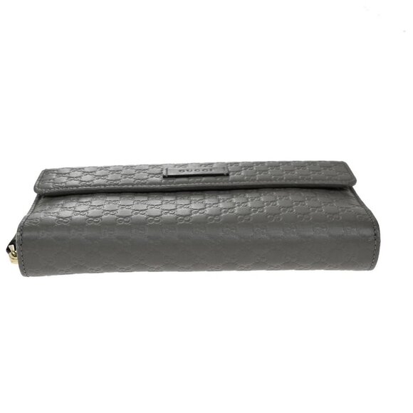 GUCCI Micro Guccissima GG Pattern Long Zipper Wallet Leather Gray Gold 69EF697 - Picture 6 of 12